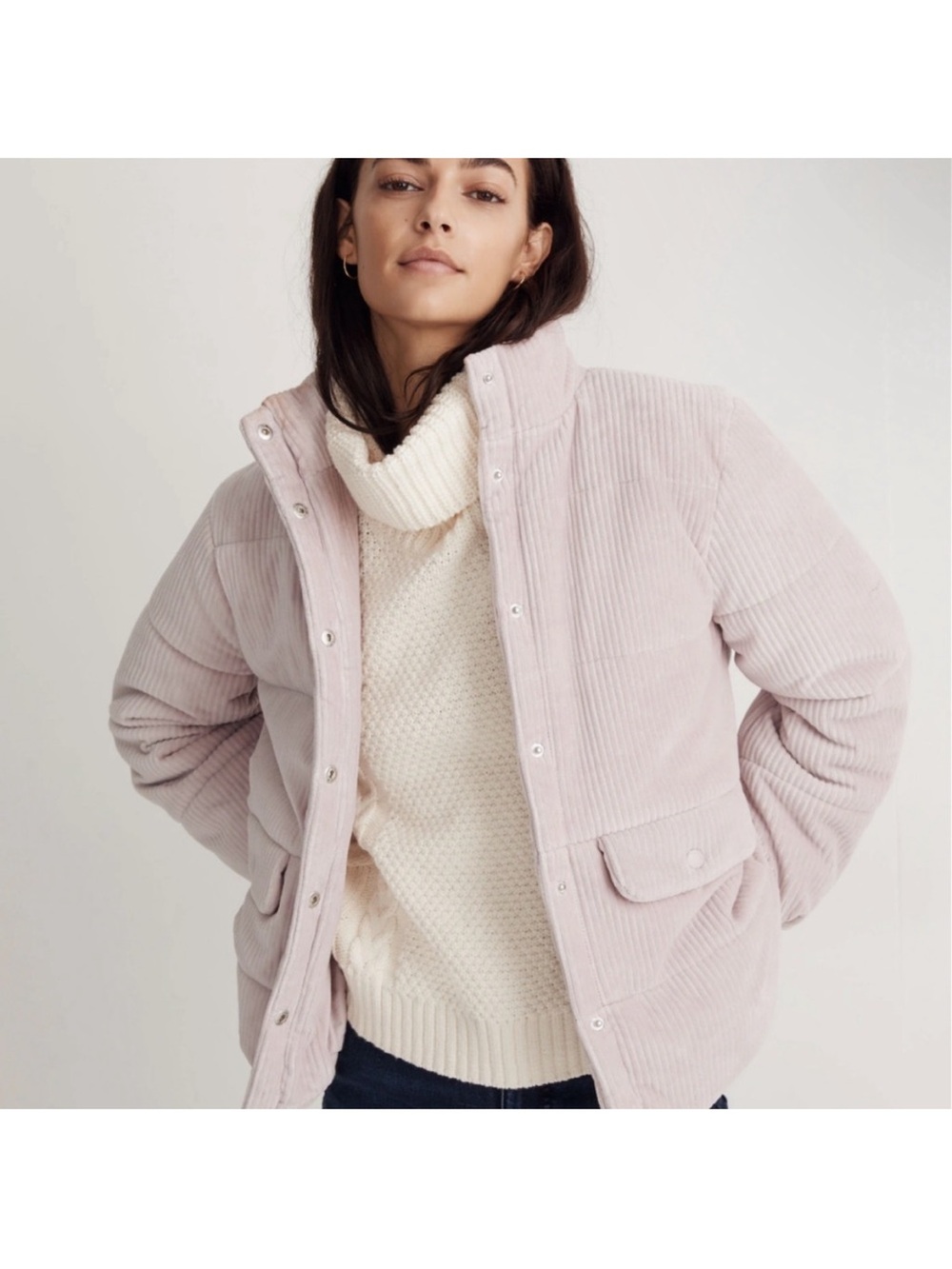 Madewell Light Pink Corduroy Puffer Jacket
